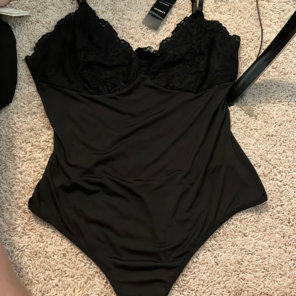NWT bebe black bodysuit sz L